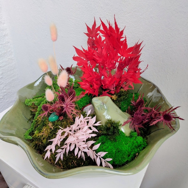 Coupe grenouille en fleurs